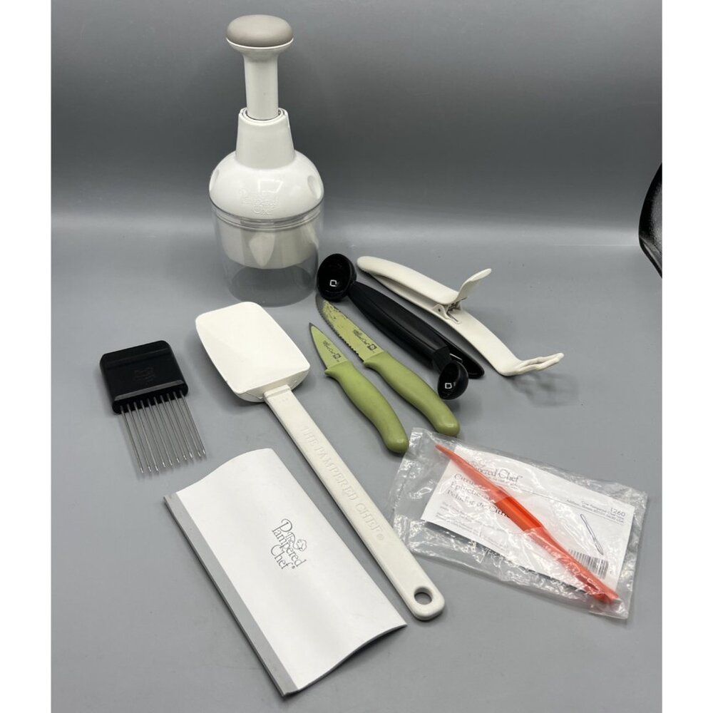Pampered Chef Lot Holder Scoop Food Chopper Paring Knife, Tomato Knife Scraper +